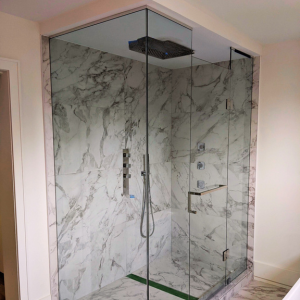Marble Finish Bathroom Shower Glass